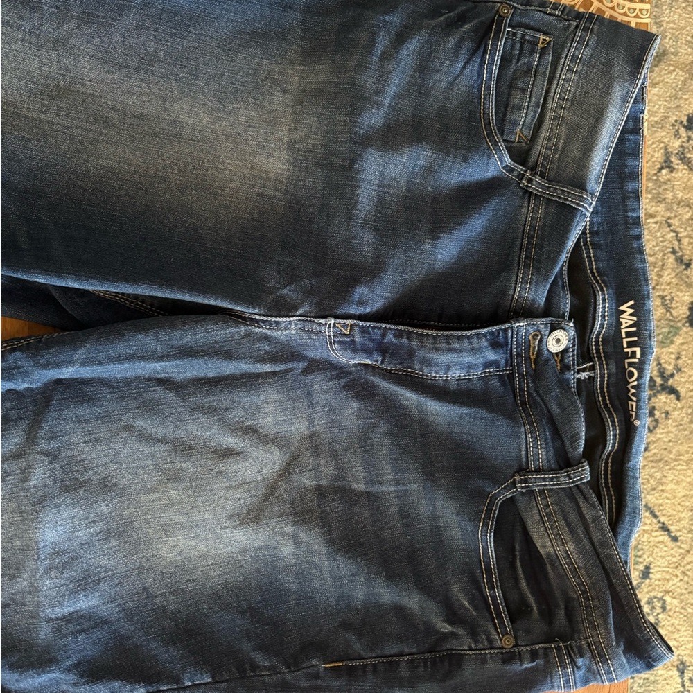 Size 18 plus lightly worn Wallflower Blue Jeans with Distressed Look and Stretch